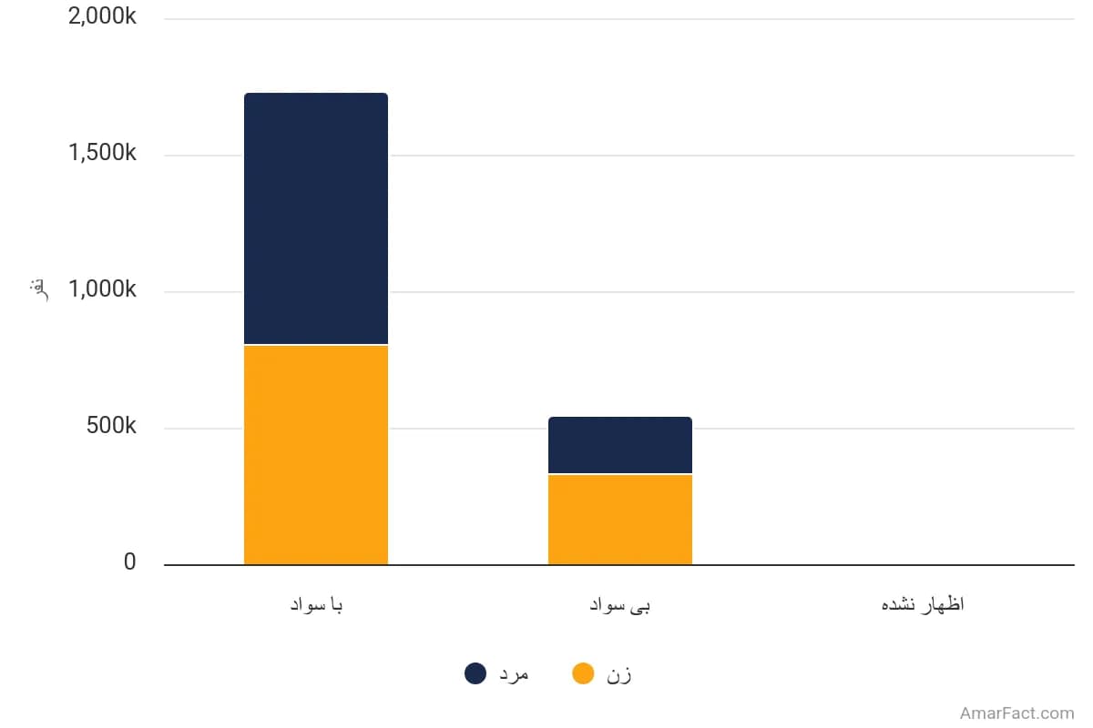 تصویر شاخص آمار آمار جمعیت 6 ساله و بیشتر استان سیستان و بلوچستان به تفکیک وضع سواد و جنسیت (سال 1395)