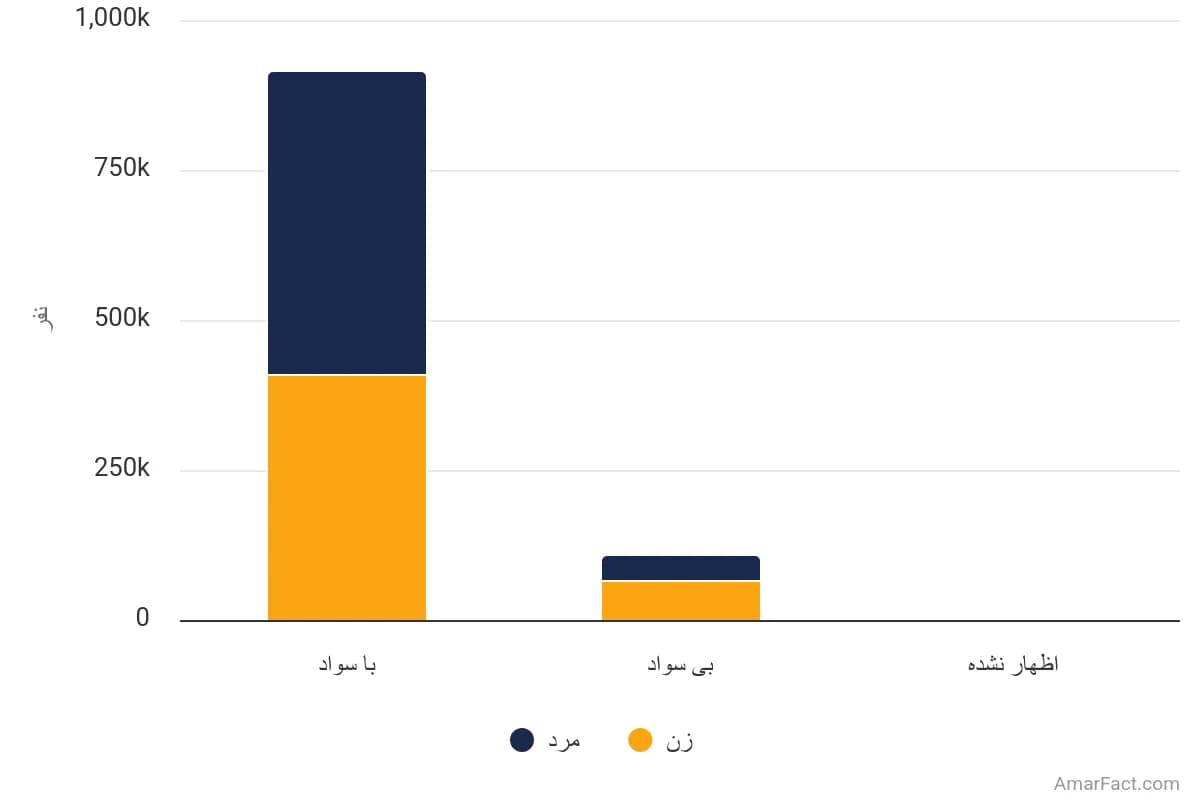 تصویر شاخص آمار آمار جمعیت 6 ساله و بیشتر استان بوشهر به تفکیک وضع سواد و جنسیت (سال 1395)