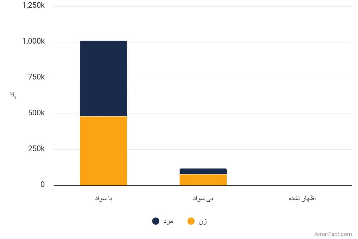 تصویر شاخص آمار آمار جمعیت 6 ساله و بیشتر استان قم به تفکیک وضع سواد و جنسیت (سال 1395)