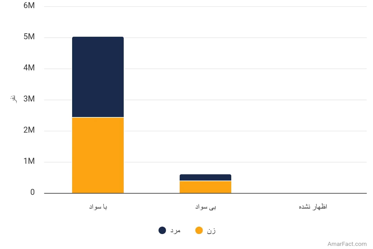 تصویر شاخص آمار آمار جمعیت 6 ساله و بیشتر استان خراسان رضوی به تفکیک وضع سواد و جنسیت (سال 1395)